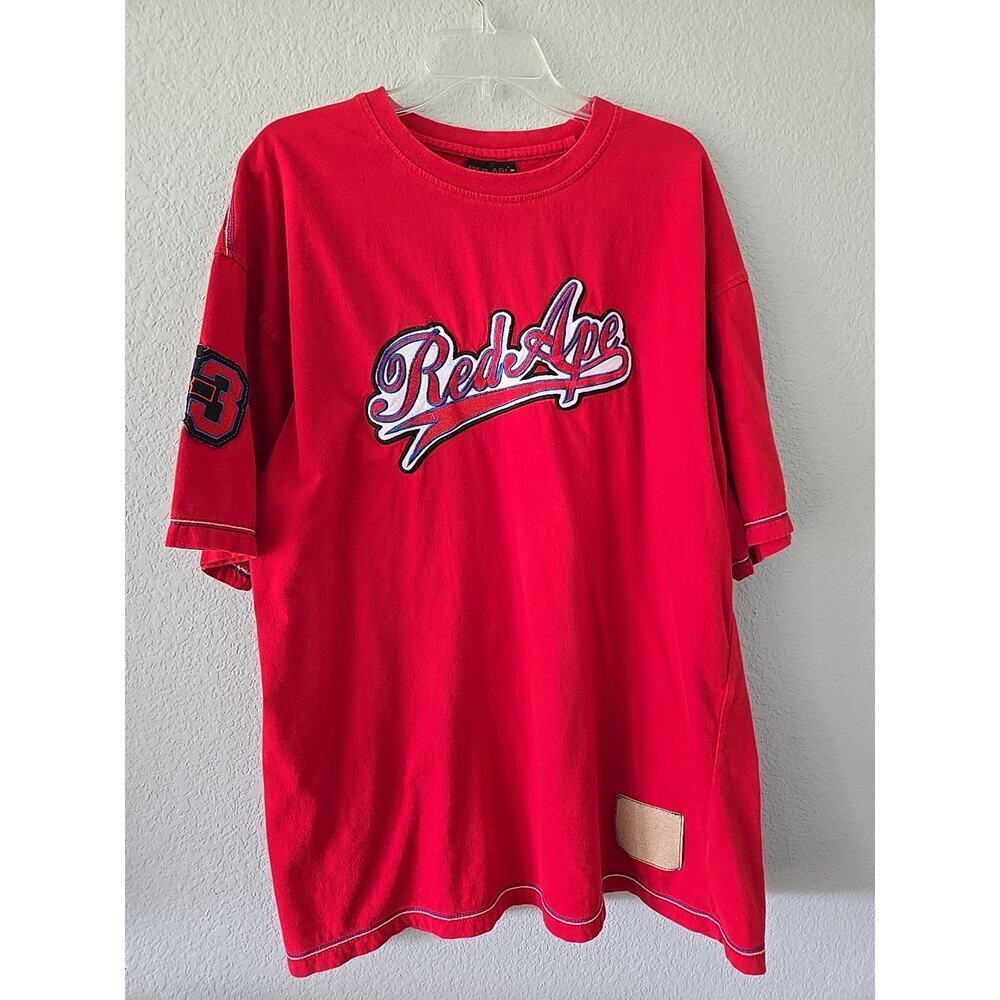 Red Ape Shirt Mens XXL‎ Embroidered Spellout 33 Street Y2K Grunge Tee Skater